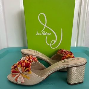 Sam Edelman Olia Pom Slide Heels | Size: 9 1/2 M | Color: Tan as Base Color